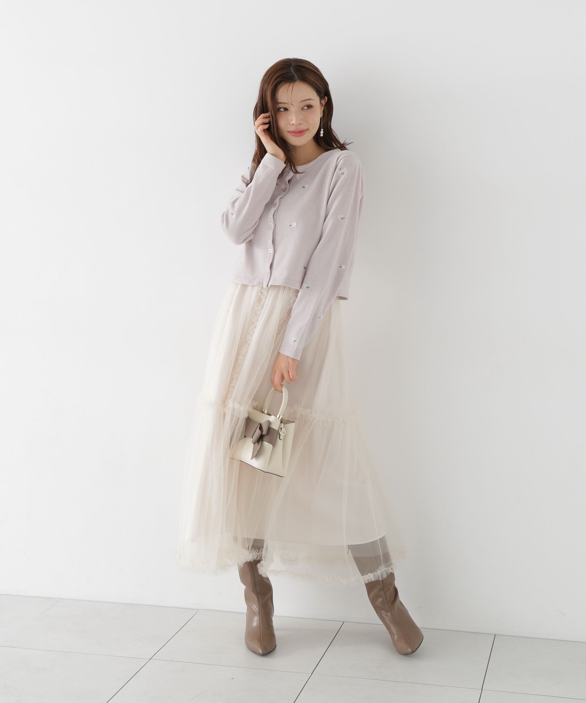 PROPORTION BODY DRESSING「＜a/mie＞エンブロイダリーモールカーディガン」|カーディガン|
