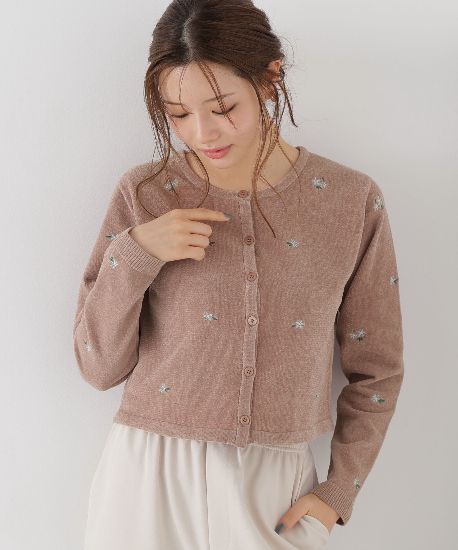 PROPORTION BODY DRESSING「＜a/mie＞エンブロイダリーモールカーディガン」|カーディガン|