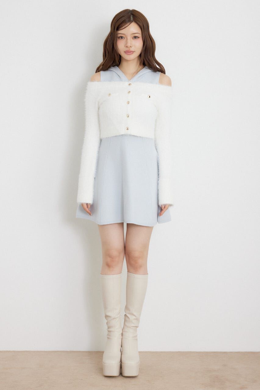 rienda「カーデセットフードミニニットワンピース」|ワンピース|