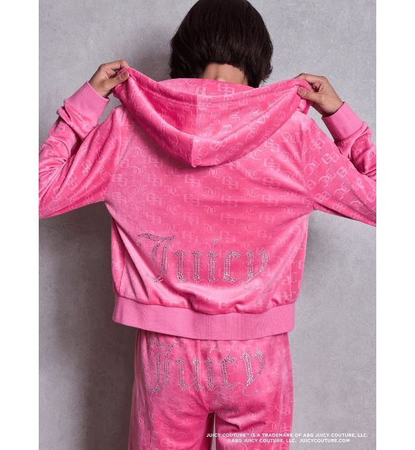 GYDA「GYDA&times;Juicy Couture GG JC Emboss Big Bling Velour Hoodie」|パーカー|ピンク