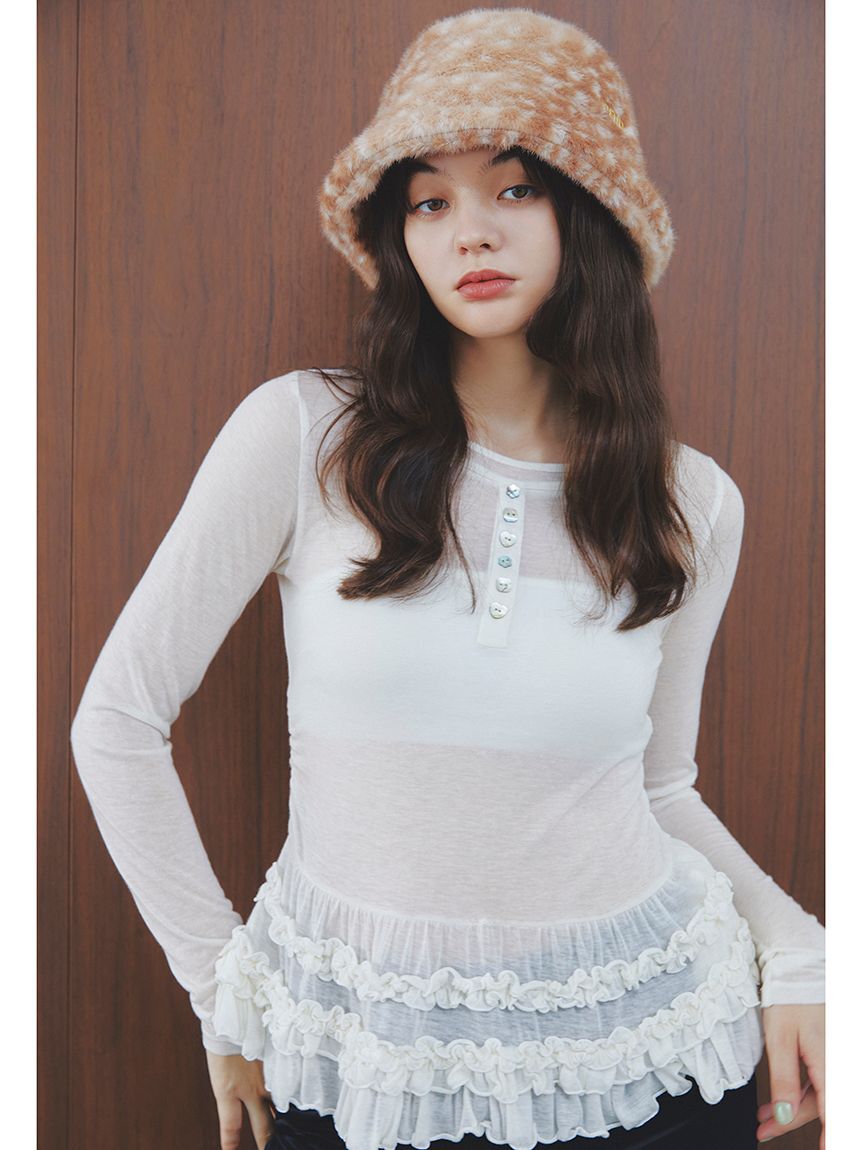 FURFUR「裾フリルジャージートップス」|Tシャツ・カットソー|WHT