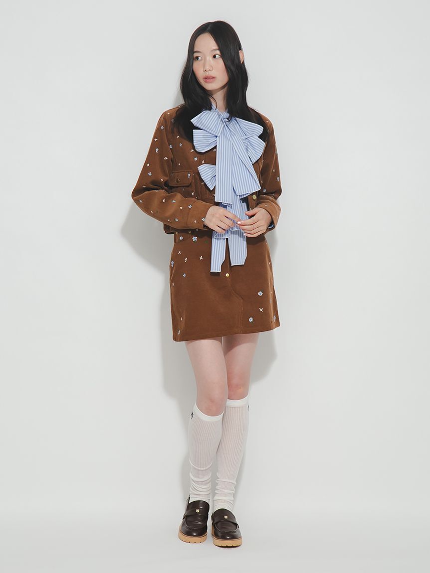FURFUR「フラワー刺繍ノーカラージャケット」|ノーカラージャケット|