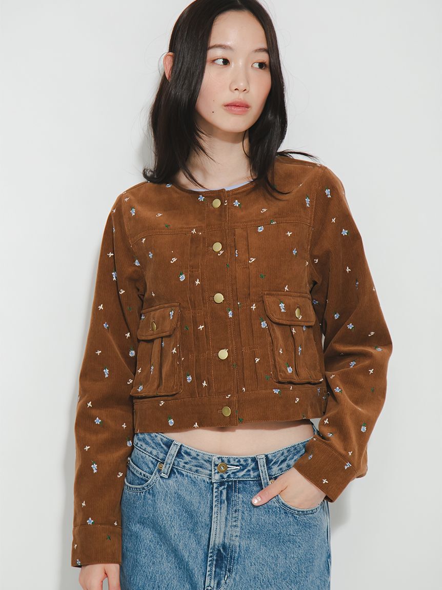 FURFUR「フラワー刺繍ノーカラージャケット」|ノーカラージャケット|CML