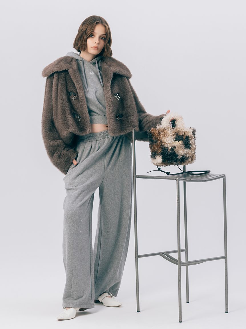 FURFUR「ビッグカラーエコファーショートコート」|ブルゾン・スタジャン|