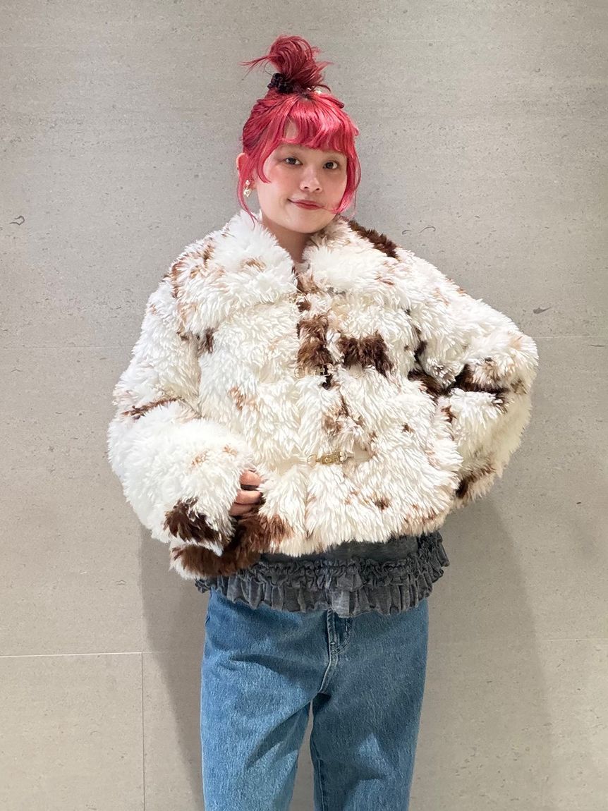 FURFUR「ビッグカラーエコファーショートコート」|ブルゾン・スタジャン|