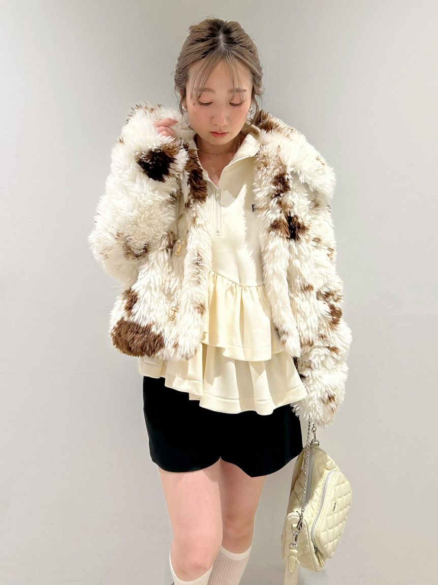 FURFUR「ビッグカラーエコファーショートコート」|ブルゾン・スタジャン|