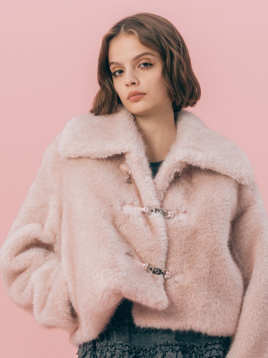 FURFUR「ビッグカラーエコファーショートコート」|ブルゾン・スタジャン|PNK