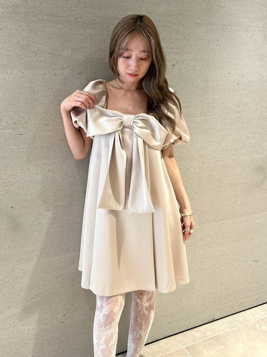 FURFUR「【限定カラー】ビッグリボンミニドレス」|ドレス|
