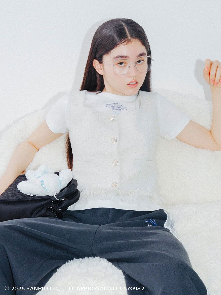 FURFUR「【シナモロール】ラインストーンTシャツ」|Tシャツ・カットソー|