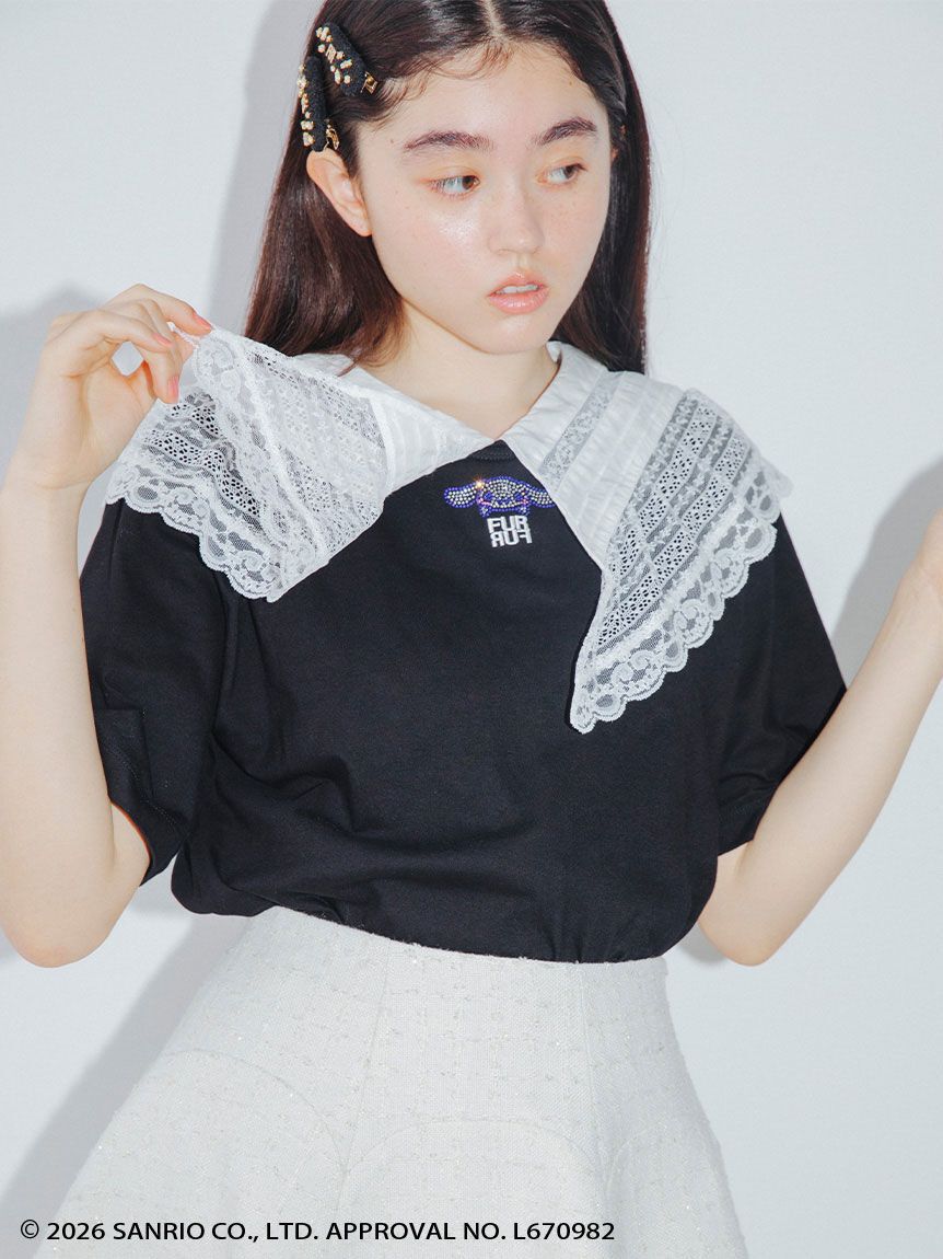 FURFUR「【シナモロール】ラインストーンTシャツ」|Tシャツ・カットソー|BLK