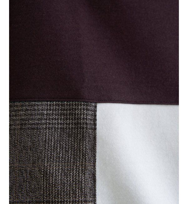 ikka「ブロックスCHスエード切り替えTシャツ」|Tシャツ・カットソー|