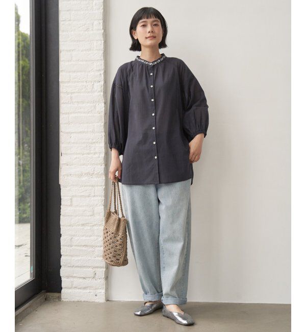 Lbc with Life「エクリュ 刺繍ギャザーチュニック」|シャツ・ブラウス|