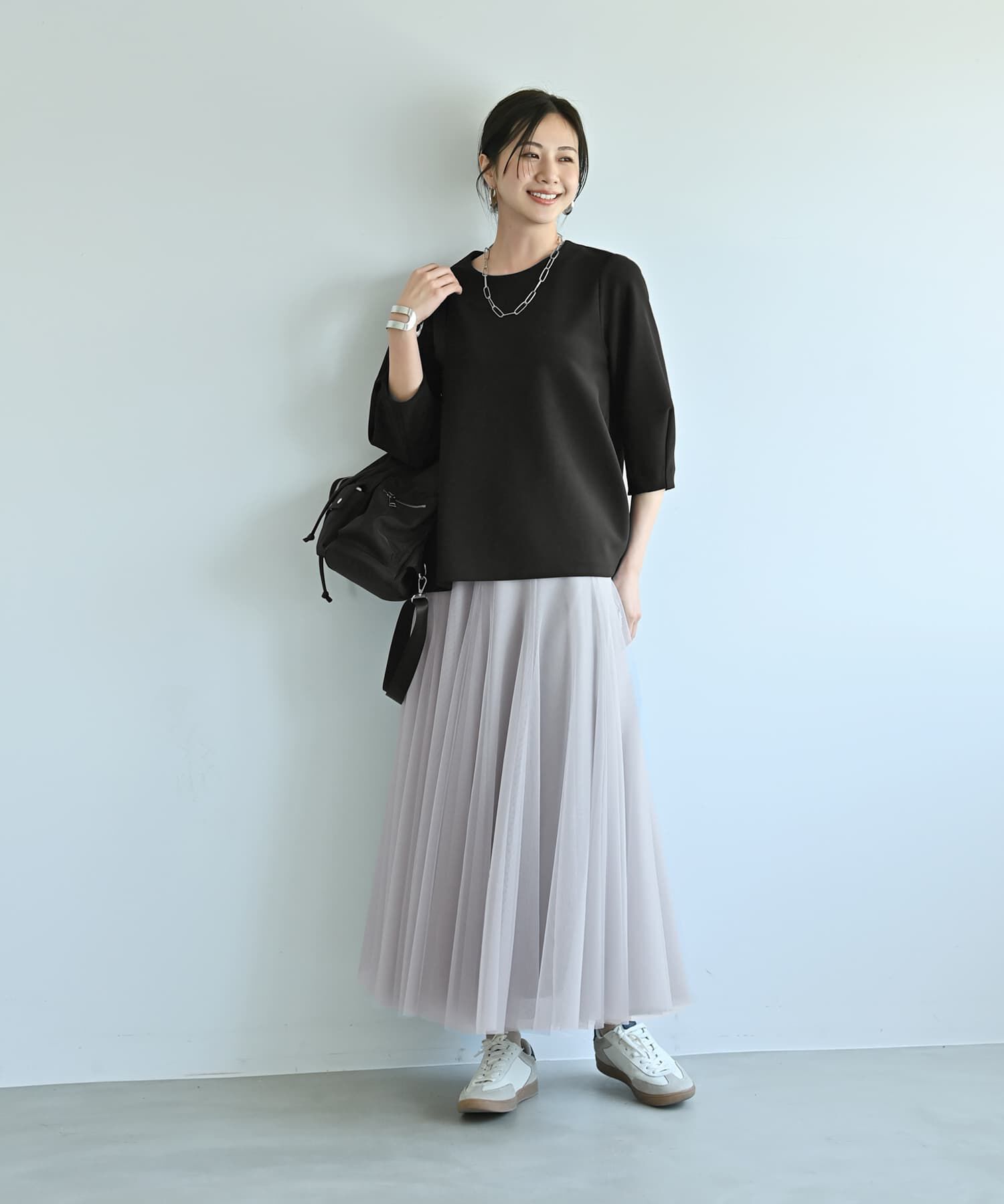 STYLE DELI「【Kana Oyama&times;BLK001】バックシャツ生地トップス／DELI size」|Tシャツ・カットソー|