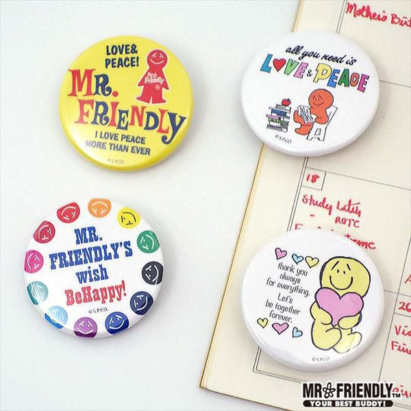 BACKYARD FAMILY「ミスターフレンドリー Mr.Friendly バッジ 通販 ミスターフレンドリーカフェ カンバッジ」|ステーショナリー|
