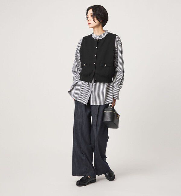 UNITED ARROWS green label relaxing「ニットベスト&times;フリルネック ブラウス」|シャツ・ブラウス|