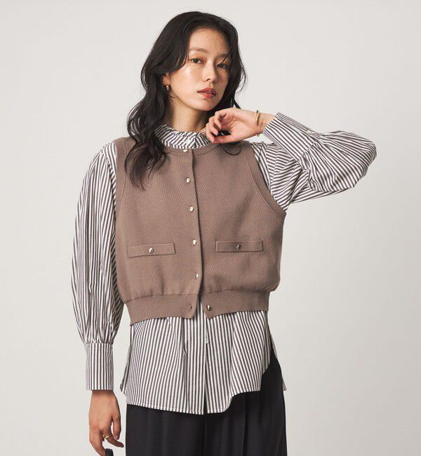 UNITED ARROWS green label relaxing「ニットベスト&times;フリルネック ブラウス」|シャツ・ブラウス|