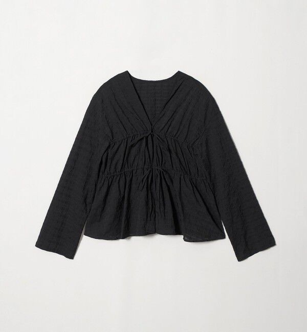 UNITED ARROWS green label relaxing「シアー チェック ハオリ ブラウス」|シャツ・ブラウス|BLACK