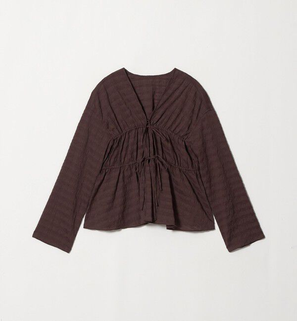 UNITED ARROWS green label relaxing「シアー チェック ハオリ ブラウス」|シャツ・ブラウス|DK.BROWN
