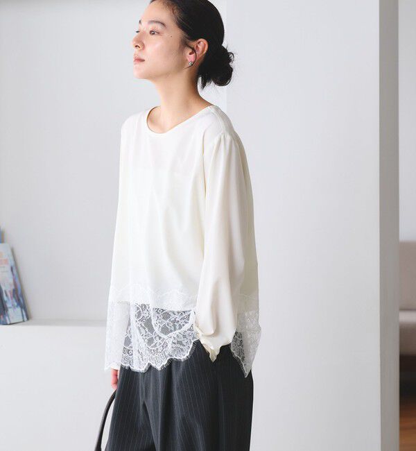 BEAUTY&YOUTH UNITED ARROWS「【WEB限定 Wardrobe DAILY MINIMAL】ヘムレース ブラウス ウォッシャブル」|シャツ・ブラウス|