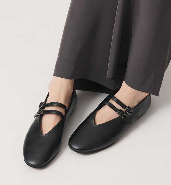 BEAUTY&YOUTH UNITED ARROWS「レザーライク Wベルト フラットシューズ」|ローファー|