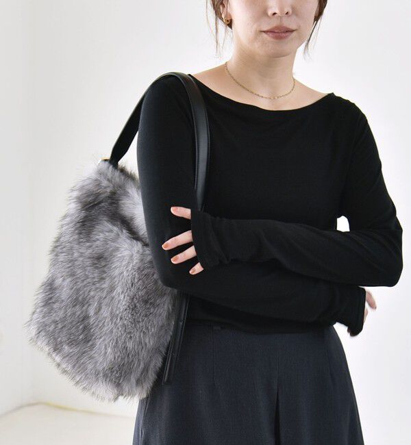 quaranciel「〈手洗い可能〉ウール ミックス シアー ボートネック プルオーバー」|Tシャツ・カットソー|ブラック
