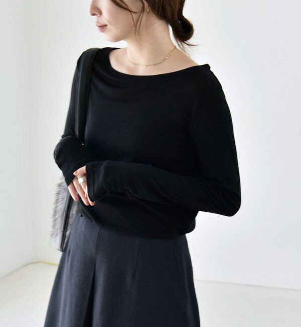 quaranciel「〈手洗い可能〉ウール ミックス シアー ボートネック プルオーバー」|Tシャツ・カットソー|