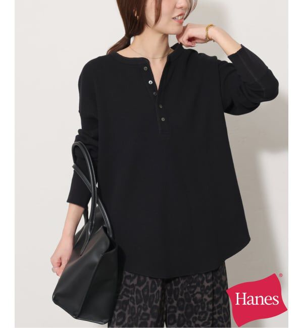 JOURNAL STANDARD relume「【Hanes&times;relume】別注Newワッフルヘンリーネックプルオーバー」|Tシャツ・カットソー|ブラック