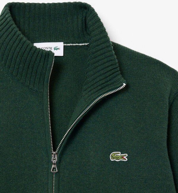 LACOSTE「ハイネックフルジップ ウールニットセーター / ドライバーズニット」|ニット・セーター|