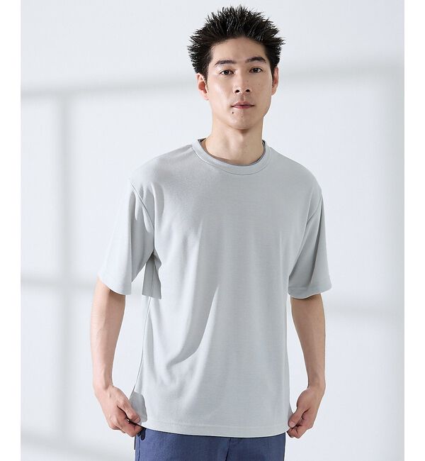 ABAHOUSE「サカリバ レイヤード 半袖Tシャツ」|Tシャツ・カットソー|グレージュ