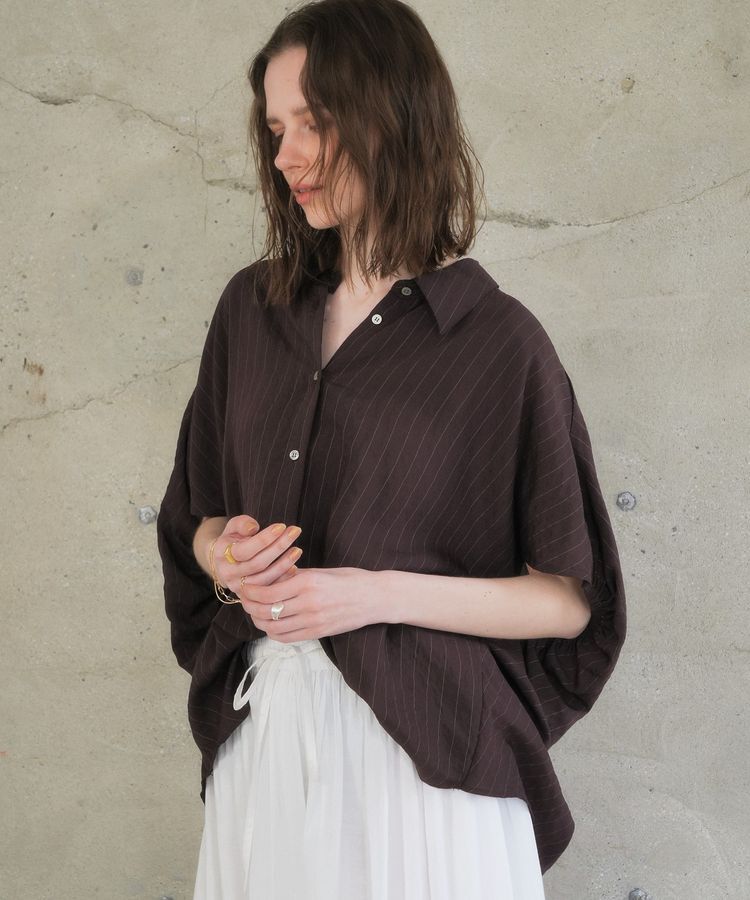 YECCA VECCA「【セットアップ可能】ストライプ柄シャツ」|シャツ・ブラウス|Brown