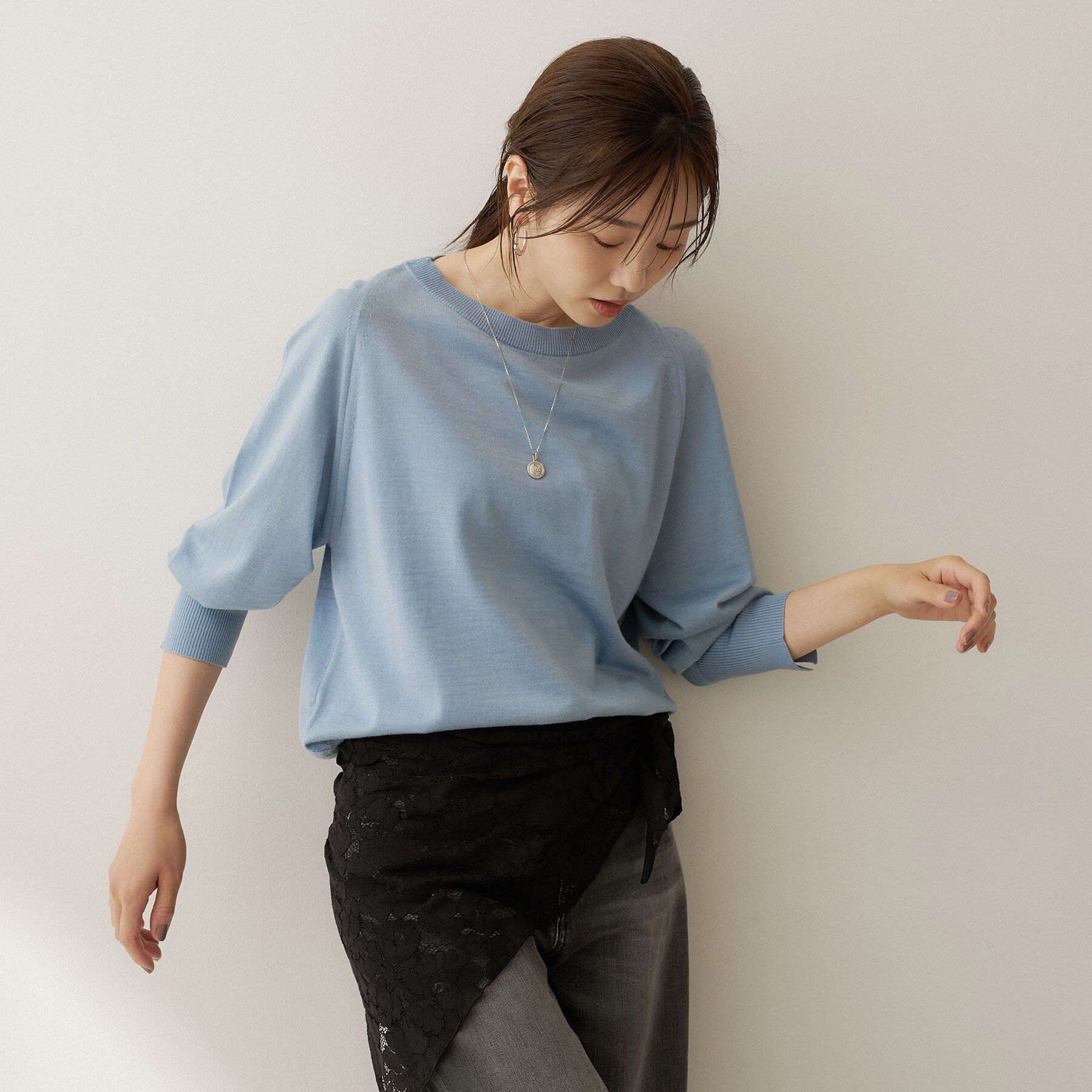 UNTITLED「【アンサンブル可能/オンオフ使える】シルクウールカシミヤプルオーバー」|ニット・セーター|