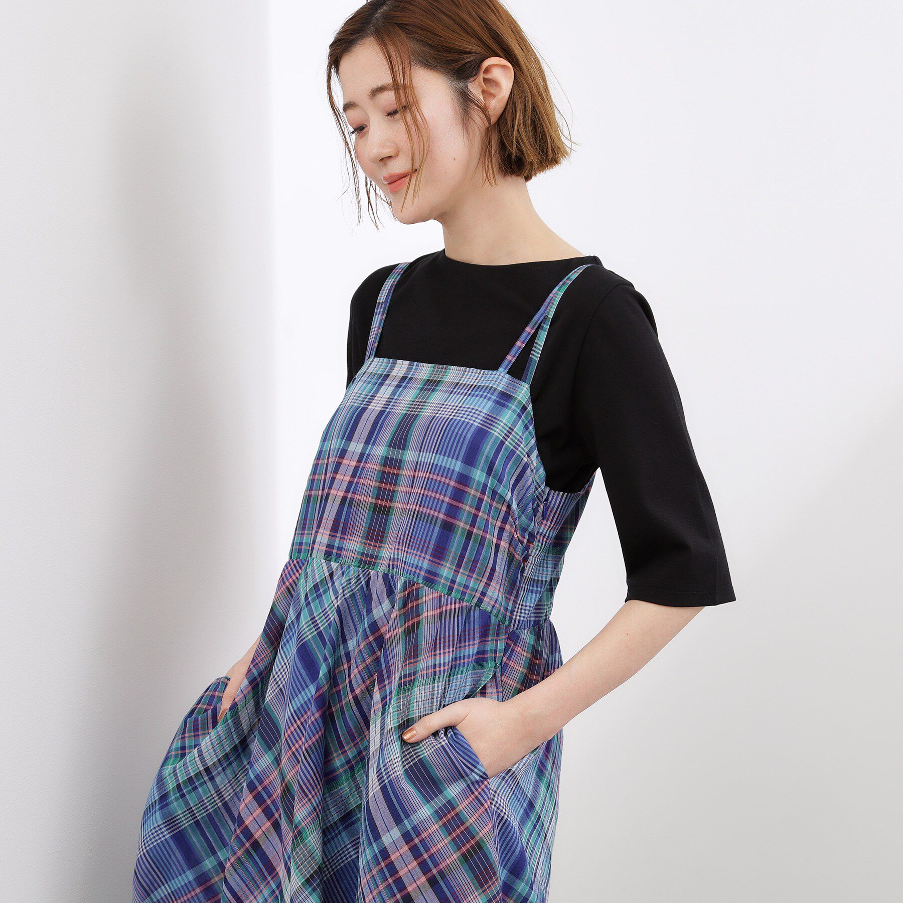 grove「マドラスチェックキャミワンピース」|ワンピース|