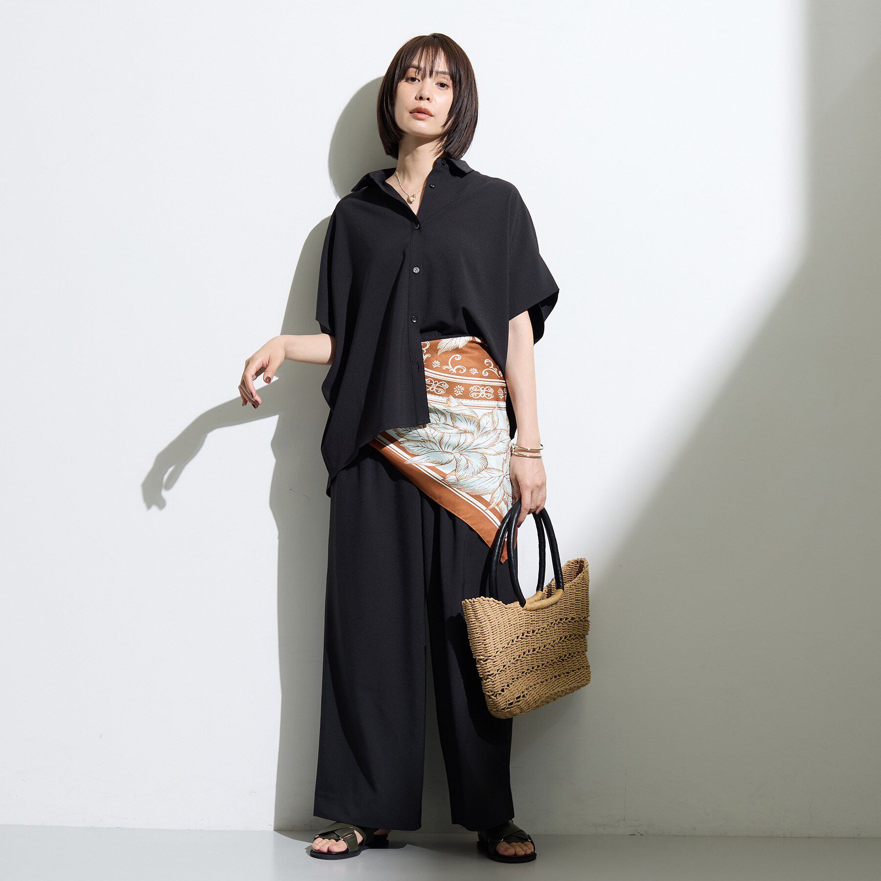 INDIVI「【SETUP可／清涼感〇】ウエストゴム イージーワイドパンツ」|その他|