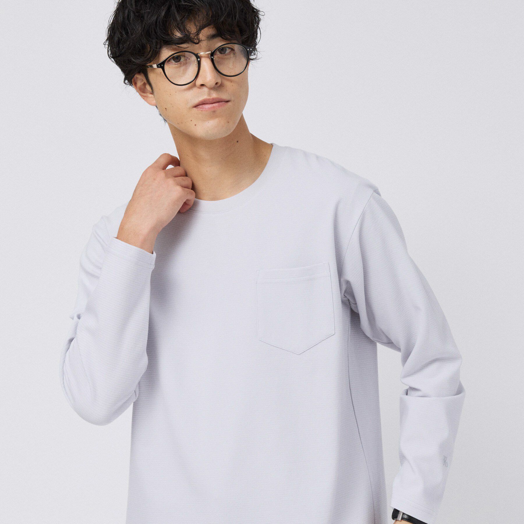 TAKEO KIKUCHI「2重編みガーター ボーダー 長袖 Tシャツ」|Tシャツ・カットソー|
