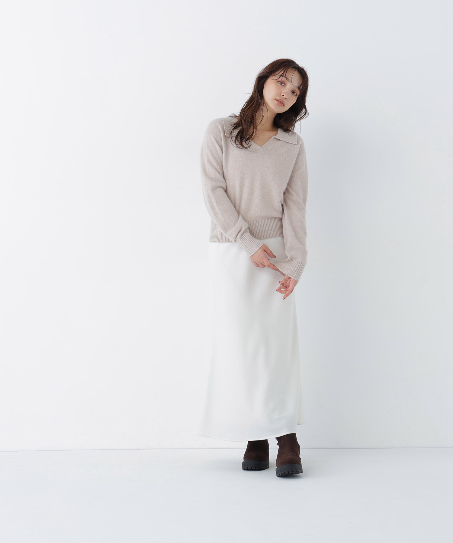  「<EC限定ｶﾗｰ:ﾗｲﾄｸﾞﾘｰﾝ><ちょうど､いい服>品よく､ゆるく｡ｽｷ」|ニット・セーター|