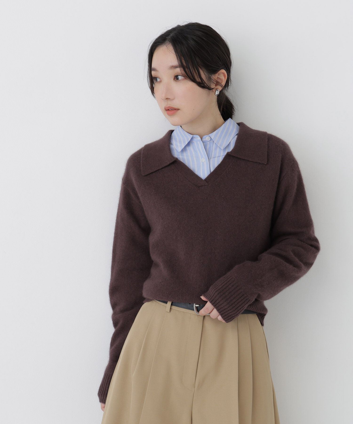  「<EC限定ｶﾗｰ:ﾗｲﾄｸﾞﾘｰﾝ><ちょうど､いい服>品よく､ゆるく｡ｽｷ」|ニット・セーター|モカ