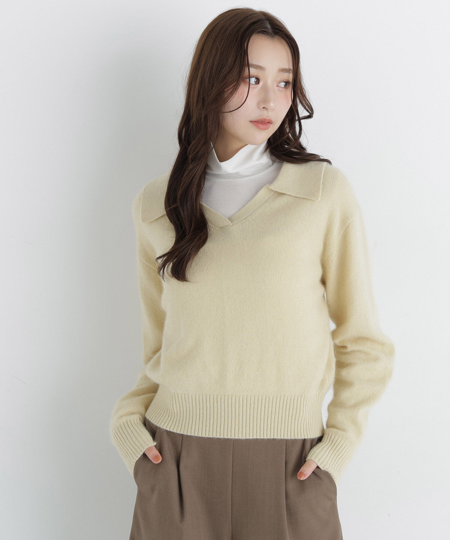  「<EC限定ｶﾗｰ:ﾗｲﾄｸﾞﾘｰﾝ><ちょうど､いい服>品よく､ゆるく｡ｽｷ」|ニット・セーター|
