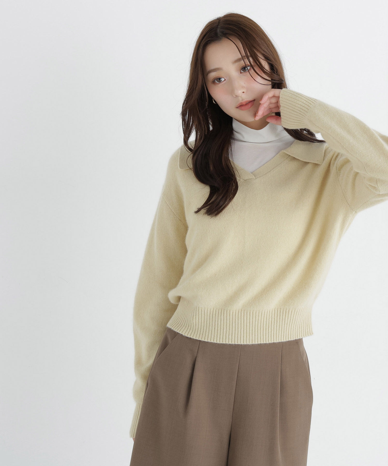  「<EC限定ｶﾗｰ:ﾗｲﾄｸﾞﾘｰﾝ><ちょうど､いい服>品よく､ゆるく｡ｽｷ」|ニット・セーター|