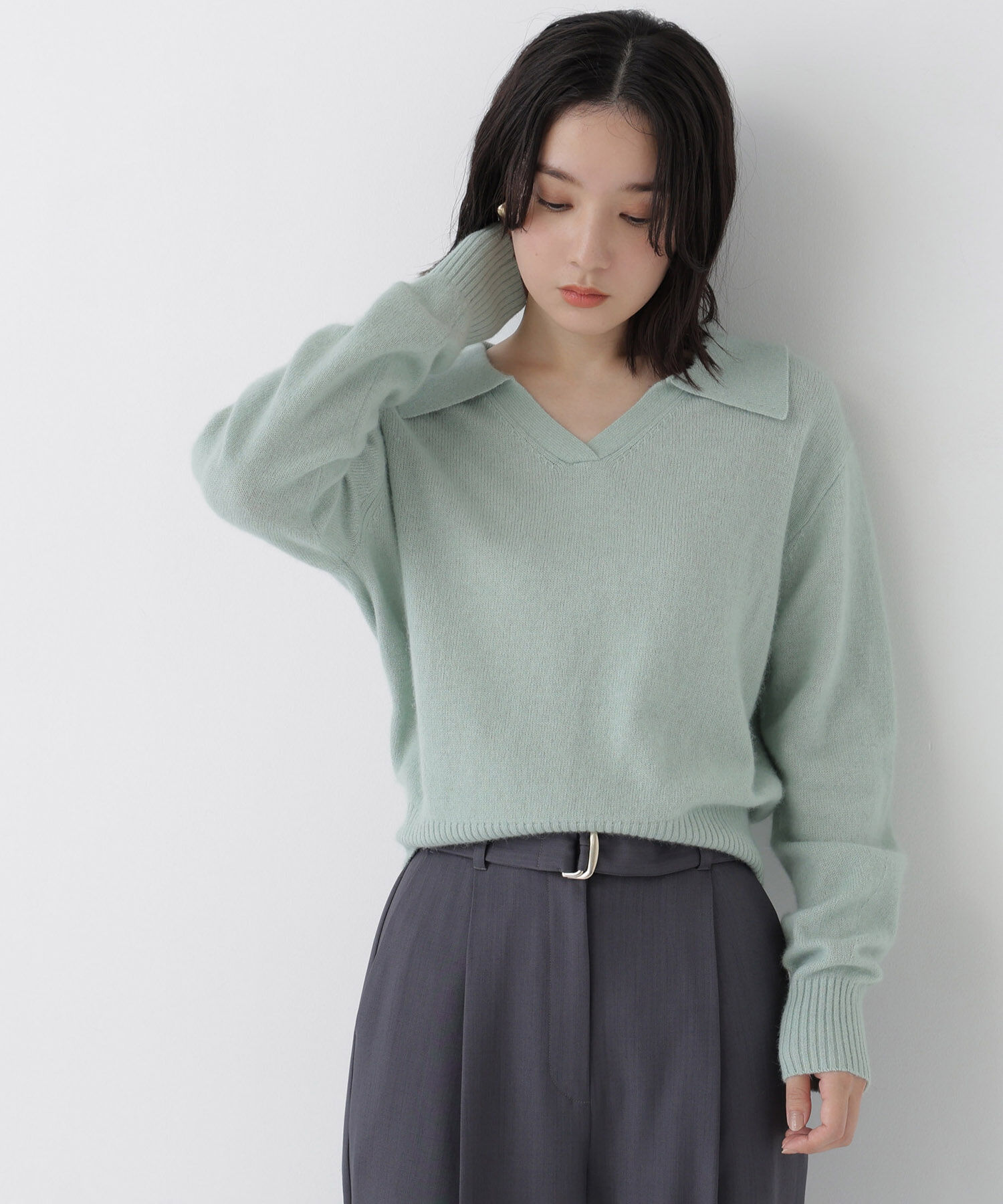  「<EC限定ｶﾗｰ:ﾗｲﾄｸﾞﾘｰﾝ><ちょうど､いい服>品よく､ゆるく｡ｽｷ」|ニット・セーター|ライトグリー