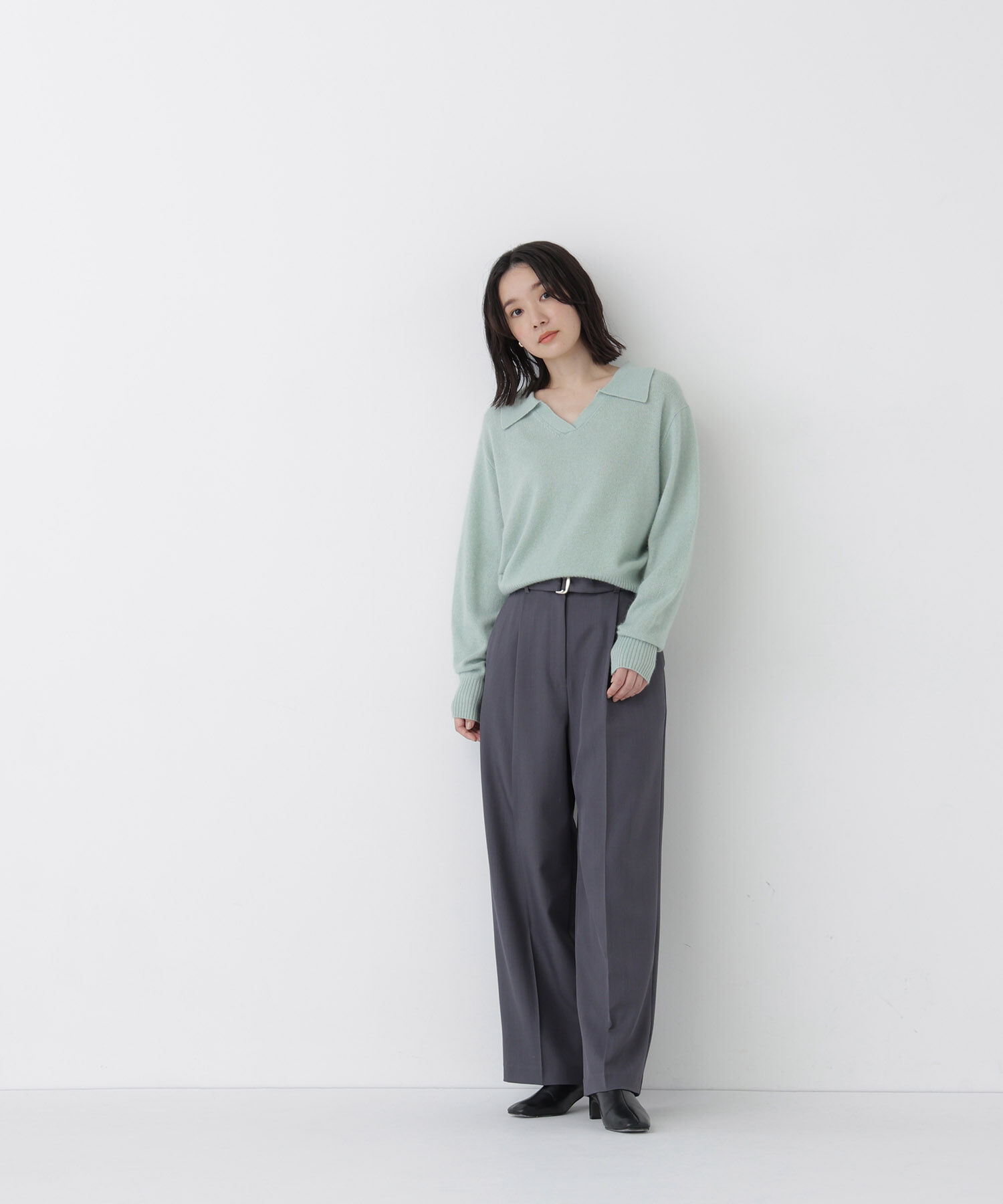  「<EC限定ｶﾗｰ:ﾗｲﾄｸﾞﾘｰﾝ><ちょうど､いい服>品よく､ゆるく｡ｽｷ」|ニット・セーター|