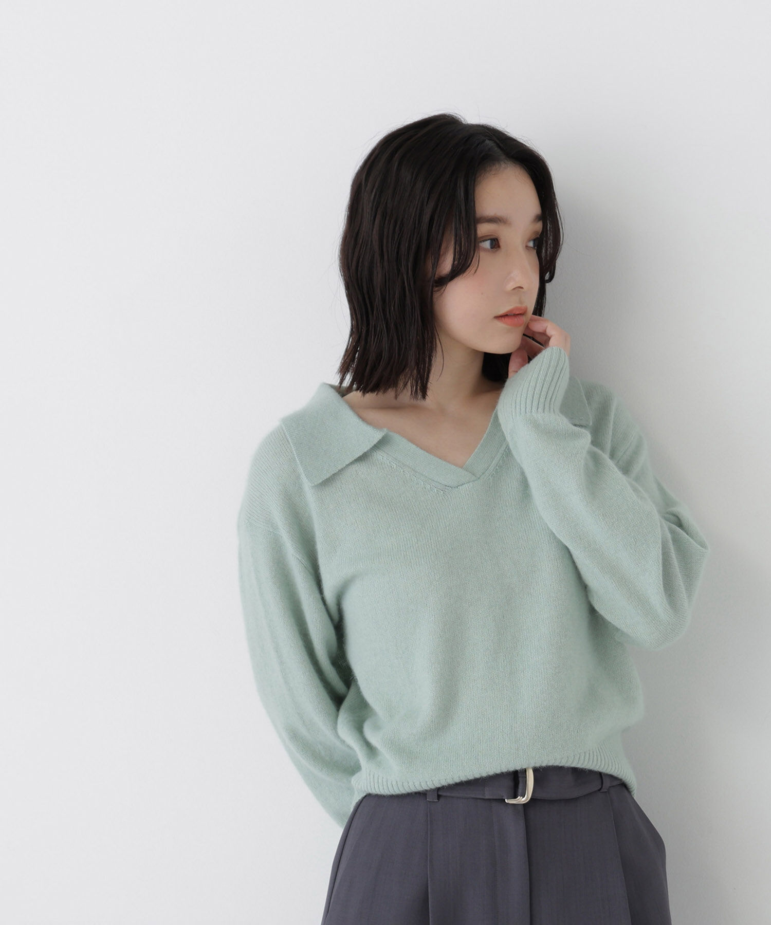  「<EC限定ｶﾗｰ:ﾗｲﾄｸﾞﾘｰﾝ><ちょうど､いい服>品よく､ゆるく｡ｽｷ」|ニット・セーター|