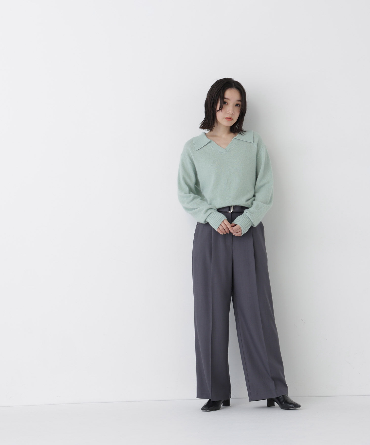  「<EC限定ｶﾗｰ:ﾗｲﾄｸﾞﾘｰﾝ><ちょうど､いい服>品よく､ゆるく｡ｽｷ」|ニット・セーター|