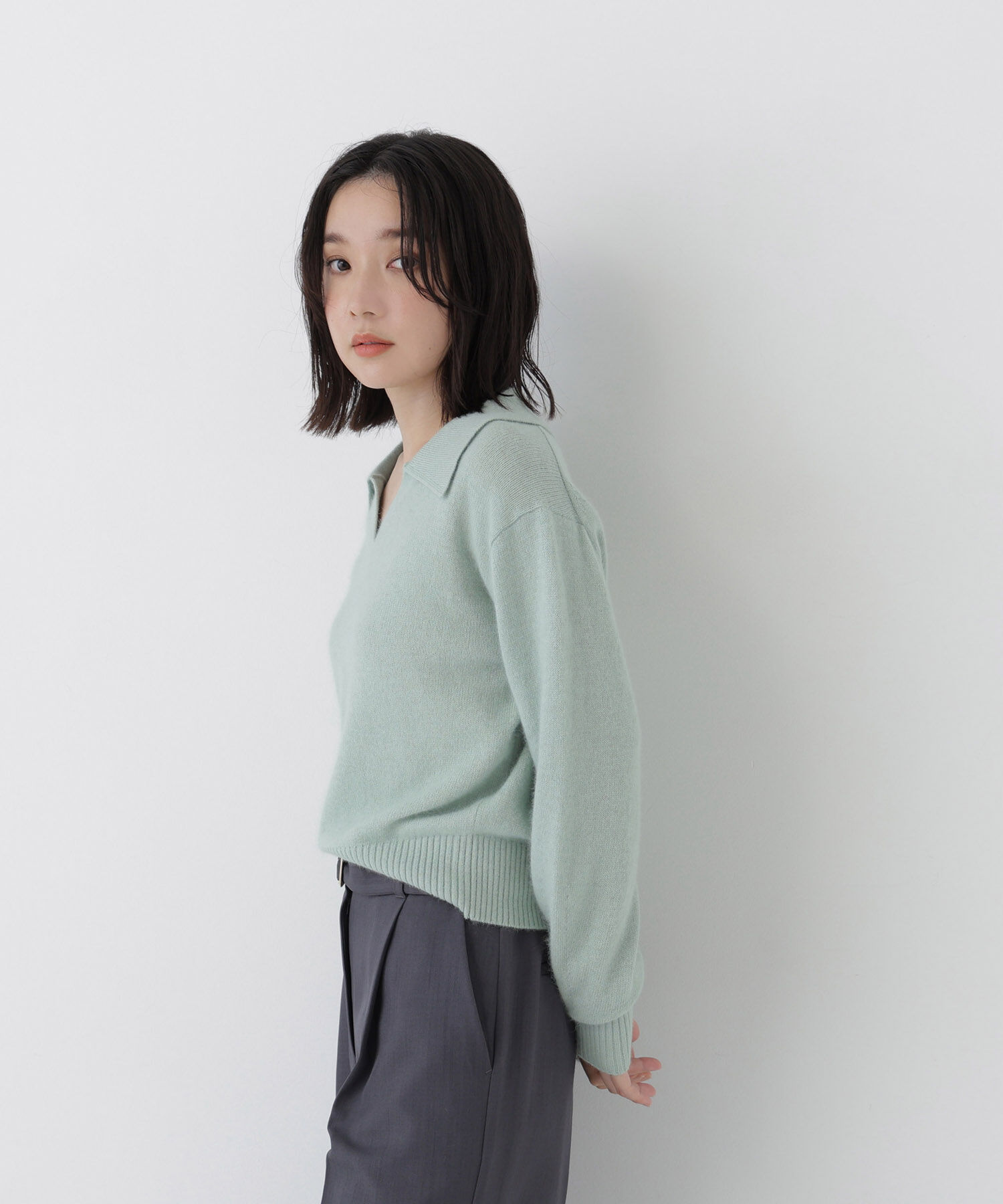  「<EC限定ｶﾗｰ:ﾗｲﾄｸﾞﾘｰﾝ><ちょうど､いい服>品よく､ゆるく｡ｽｷ」|ニット・セーター|
