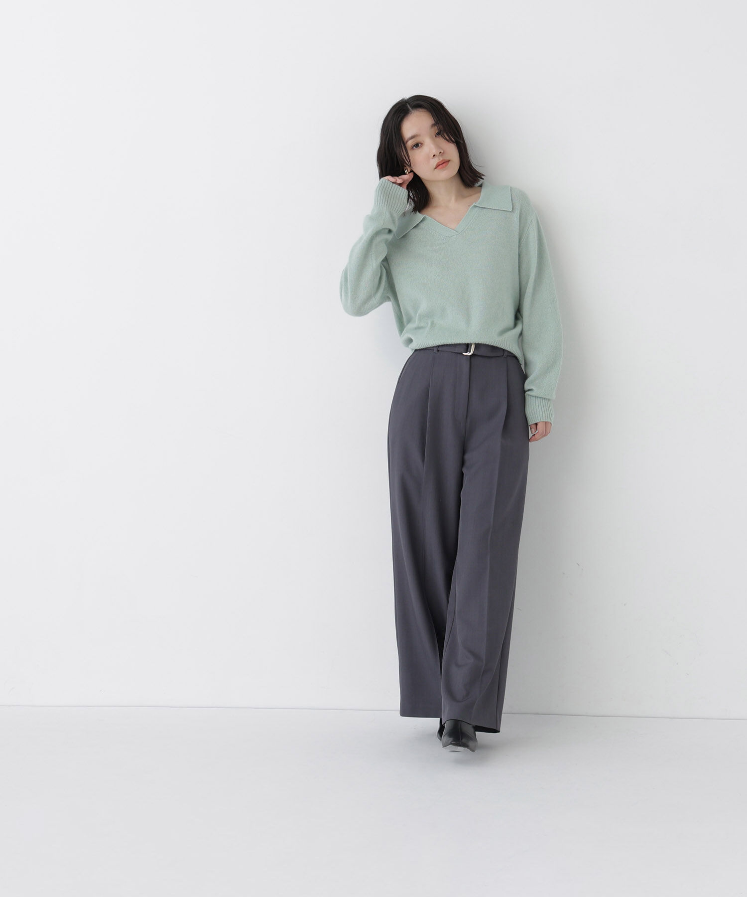  「<EC限定ｶﾗｰ:ﾗｲﾄｸﾞﾘｰﾝ><ちょうど､いい服>品よく､ゆるく｡ｽｷ」|ニット・セーター|