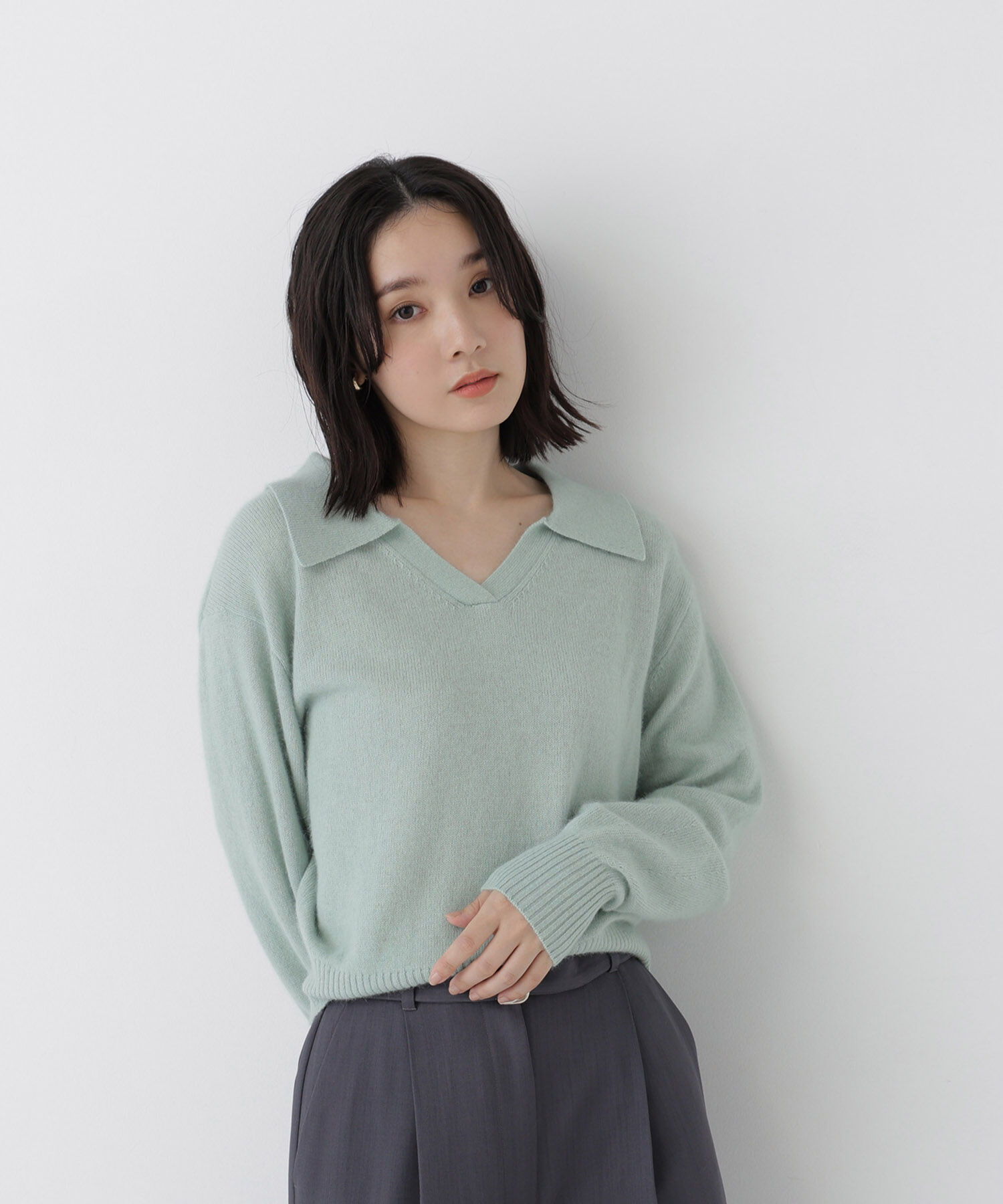  「<EC限定ｶﾗｰ:ﾗｲﾄｸﾞﾘｰﾝ><ちょうど､いい服>品よく､ゆるく｡ｽｷ」|ニット・セーター|