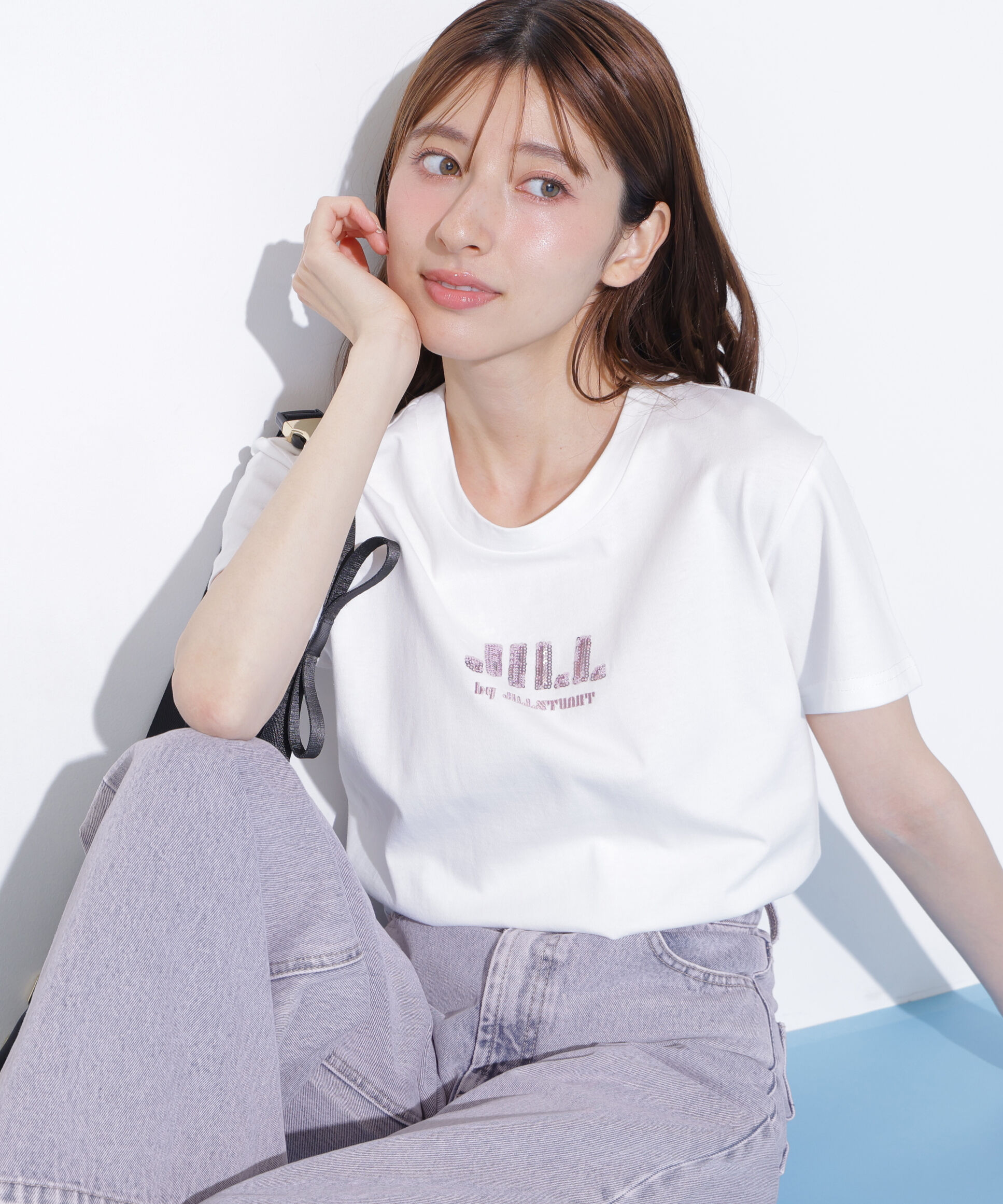  「スパンコールロゴ刺繍Tシャツ OC」|Tシャツ・カットソー|ホワイトピン 1