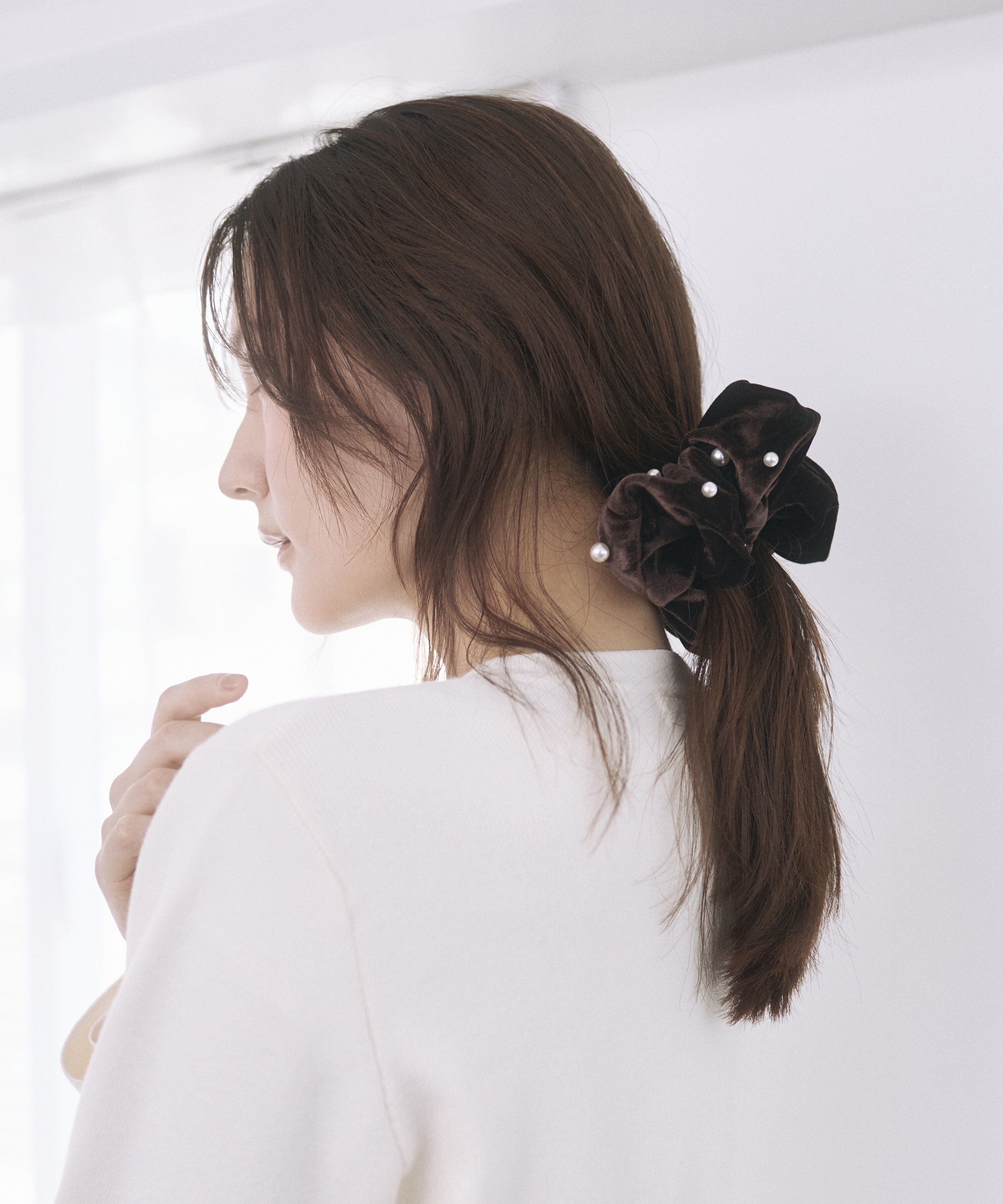 PROPORTION BODY DRESSING「ベロアプラパールシュシュ」|その他|ブラウン