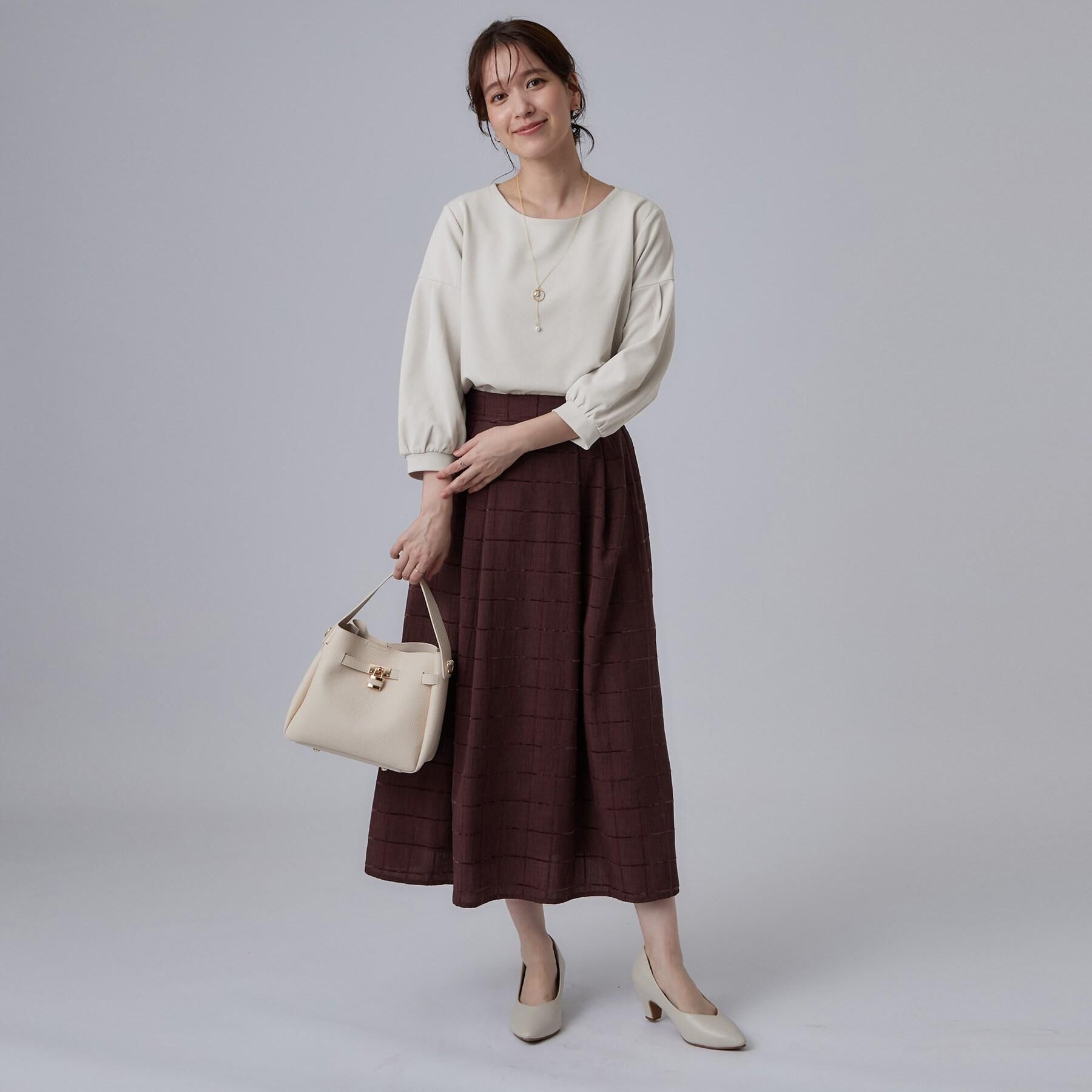 SHOO･LA･RUE「【セットアップ可/S-LL】モールチェックで上品に タックフレアスカート」|スカート|