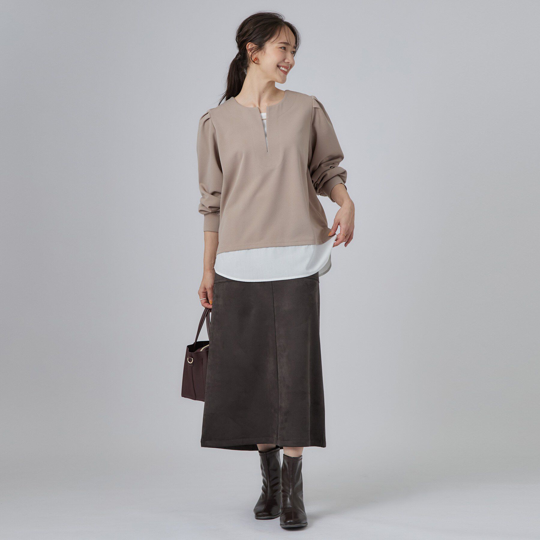 SHOO･LA･RUE「【S-LL/洗濯機可】1枚で完成 アクセいらずのレイヤード風ブラウス」|Tシャツ・カットソー|