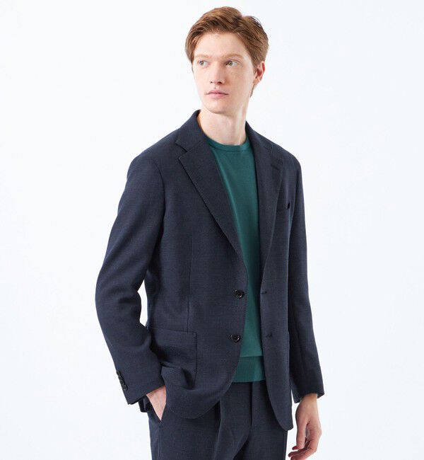 MACKINTOSH PHILOSOPHY「【WEB&一部店舗限定】テーラードジャージージャケット REDA へリンボンストレッチ」|テーラードジャケット|ネイビー